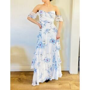 Anthropologie Isla Maude Floral Ruffle Maxi Dress